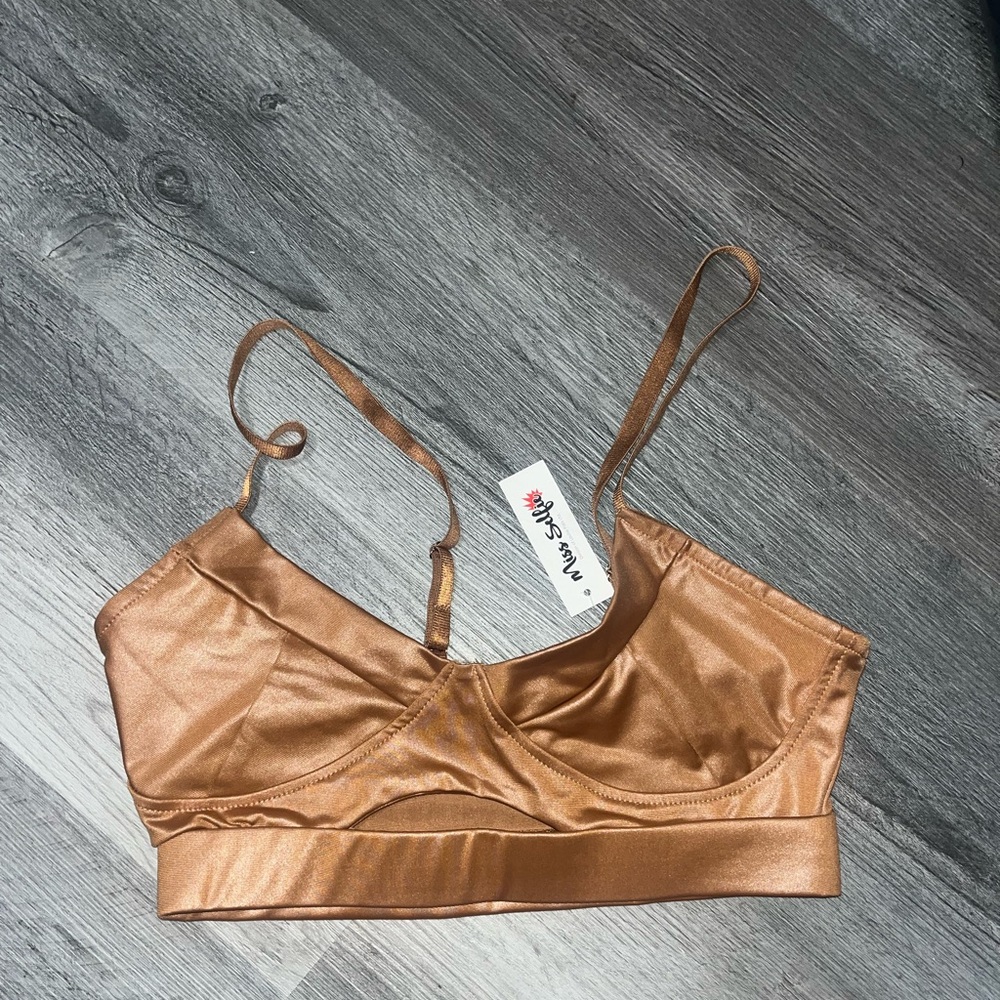 Faux Leather Brown Bralette